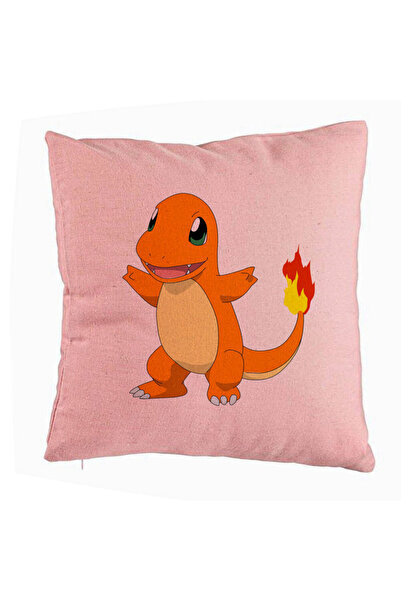 BEKZ Față de pernă, model pentru copii cu șopârlă de foc, 40x40 cm, roz