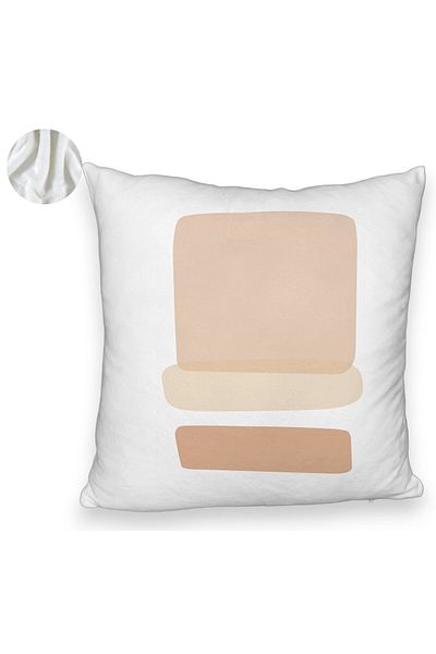 BEKZ Fluffy Decorative Pillow, Abstract Pattern 12, 40x40 cm, White, Removable Cover, Bellows