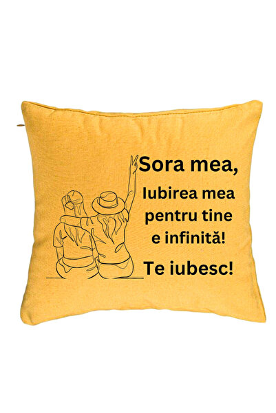 BEKZ Perna Decorativa Sora mea 8, 40x40 cm, Galben, Husa Detasabila, Burduf