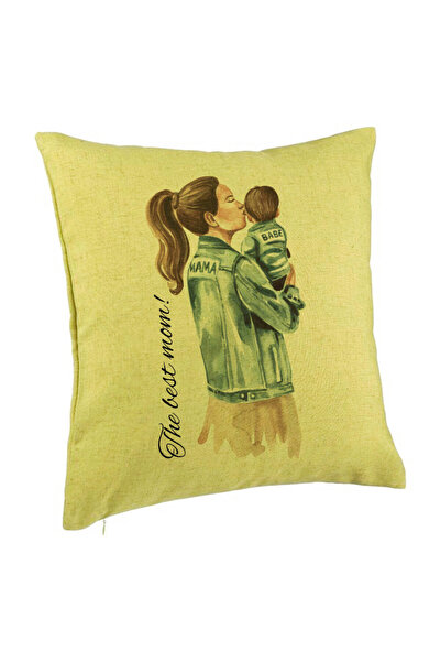 BEKZ Perna Decorativa, Model The Best Mom 40x40 cm, Verde, Husa Detasabila, B...