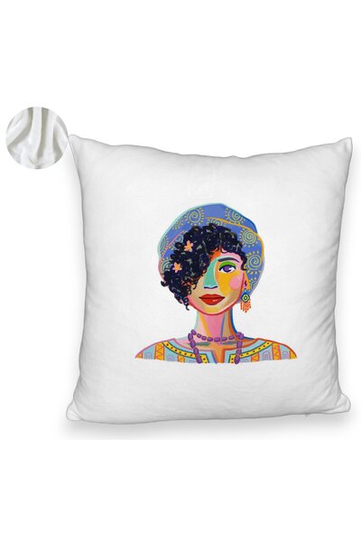 BEKZ Perna Decorativa Fluffy, Model Colorful Fashion, 40x40 cm, Alba, Husa De...