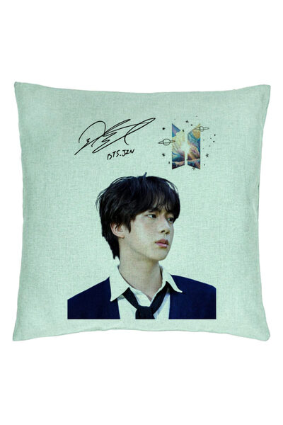 BEKZ Perna Decorativa BTS Jin 3, 40x40 cm, Verde Menta, Husa Detasabila, Burduf