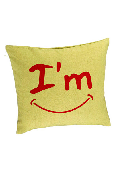 BEKZ Perna Decorativa, Model I'm Happy, 40x40 cm, Verde, Husa Detasabila, Burduf
