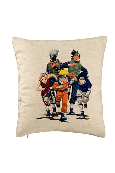 BEKZ Perna Decorativa cu Naruto team, 40x40 cm, Bej, Husa Detasabila, Burduf