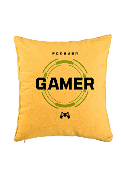 BEKZ Față de pernă, model Forever Gamer, 40x40 cm, galbenă