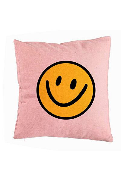 BEKZ Perna Decorativa, Model Smiley Face 2, 40x40 cm, Roz, Husa Detasabila, B...