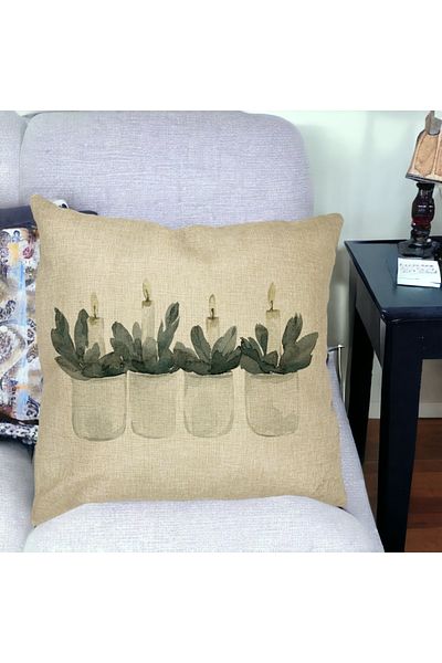 BEKZ Perna Decorativa cu tematica de Craciun, Lumanari, 3, 40x40 cm, Husa Detasabila, Burduf
