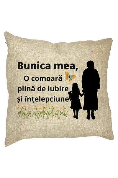 BEKZ Perna Decorativa pentru Bunica 18, 40x40 cm, Husa Detasabila, Burduf