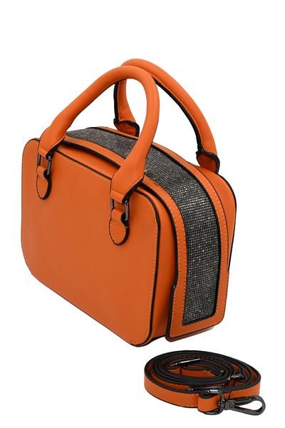 morpelikan Women's Stylish Detailed Zippered Adjustable Cross Strap Orange Hand and Shoulder Bag