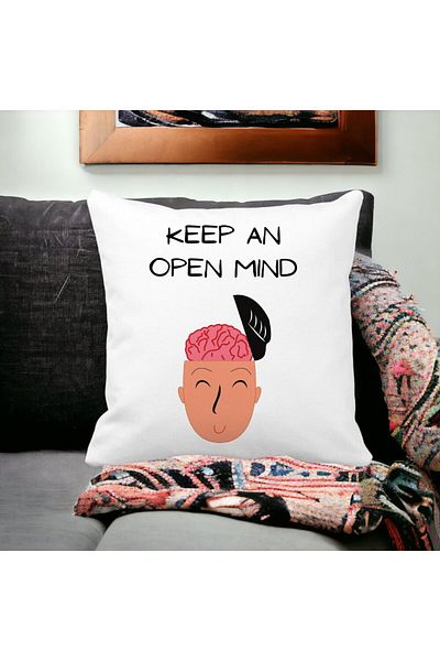 BEKZ Pillowcase, Keep An Open Mind, 40x40 Cm, White, Matte