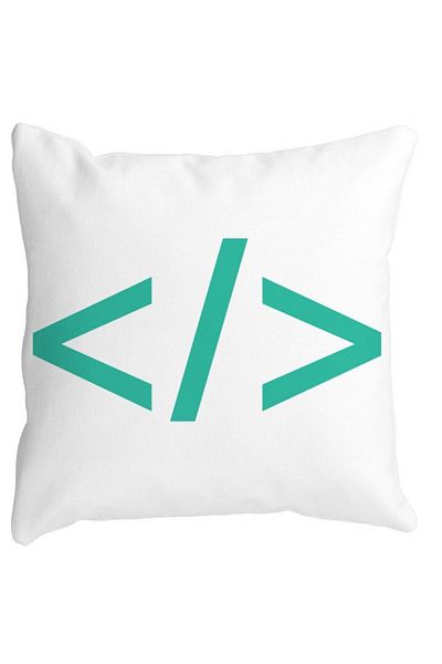BEKZ It Coder Square Pillowcase, 40x40 Cm, White, Matte, Removable Cover