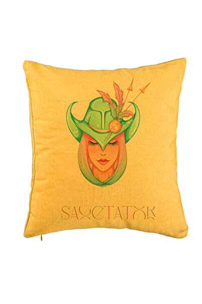 BEKZ Perna Decorativa, Model Zodia Sagetator, 40x40 cm, Galben, Husa Detasabi...