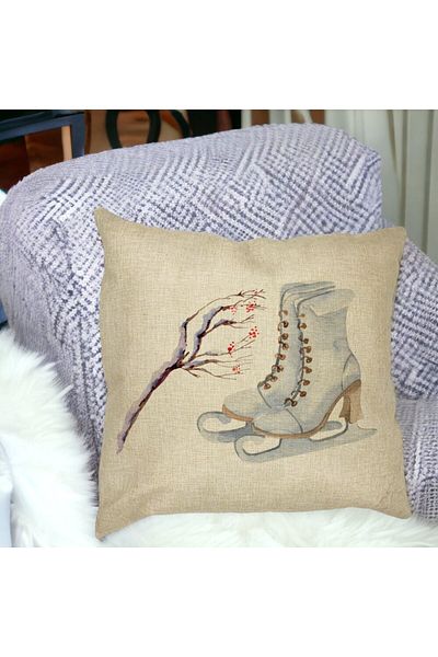BEKZ Perna Decorativa de Craciun, Patine gheata, 1, 40x40 cm, Husa Detasabila, Burduf