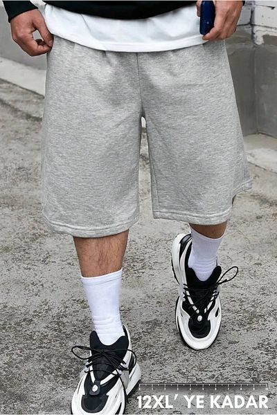 vladivosto Summer Solid Color Extra Loose Black Gray Oversize Fit Plus Sizeoversize Baggy Bermuda Shorts Below the Knee