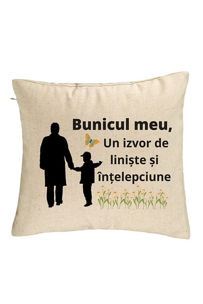 BEKZ Perna Decorativa pentru Bunicul 6, 40x40 cm, Bej, Husa Detasabila, Burduf