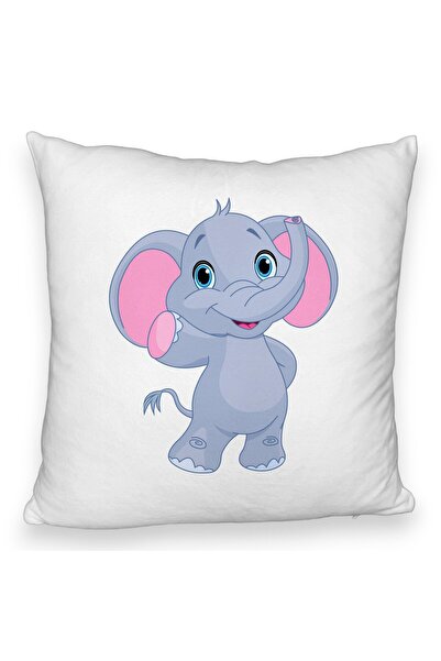 BEKZ Μαξιλαροθήκη Fluffy, Παιδικό Σχέδιο Ελέφαντα, 40x40 Εκ., Λευκό