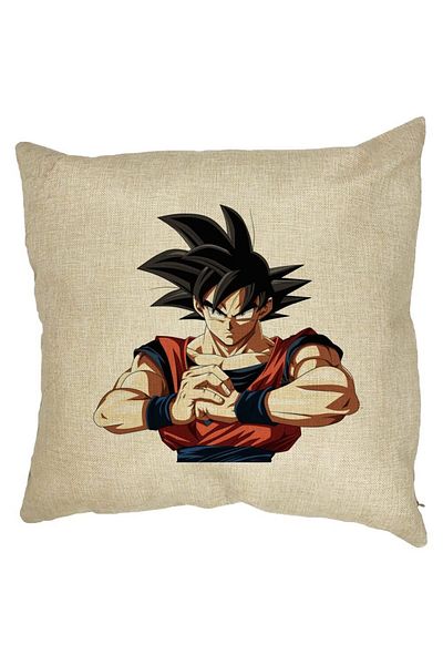 BEKZ Perna Decorativa cu Dragonball Goku 2, 40x40 cm, Husa Detasabila, Burduf