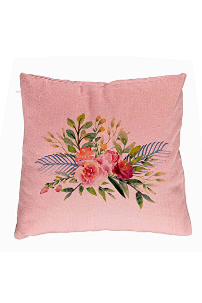 BEKZ Perna Decorativa, Model Florale de vara, 40x40 cm, Roz, Husa Detasabila,...