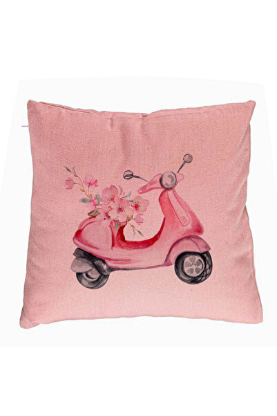 BEKZ Perna Decorativa, Model Rose Flower Bike, 40x40 cm, Roz, Husa Detasabila, Burduf