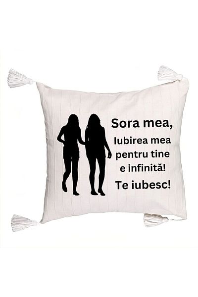BEKZ Fringed Pillowcase My Sister 15, 45x45 cm, With zipper