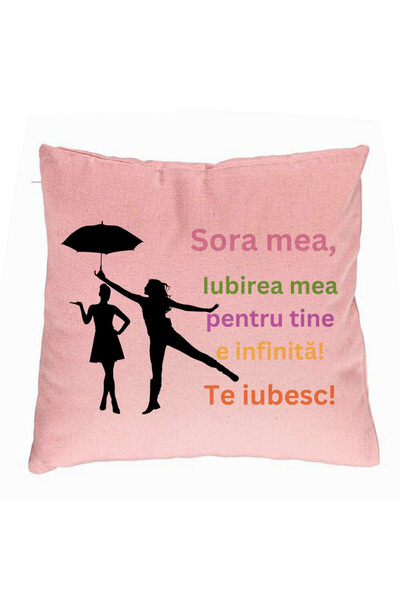 BEKZ Perna Decorativa Sora mea 3, 40x40 cm, Roz, Husa Detasabila, Burduf