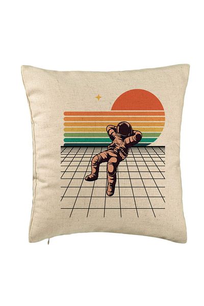 BEKZ Perna Decorativa, Model Astronaut To the Moon, 40x40 cm, Bej, Husa Detasabila, Burduf