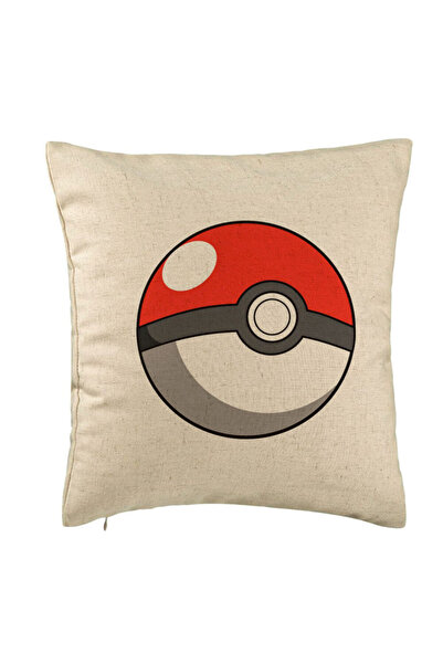 BEKZ Perna Decorativa, Model copii Pokeball, 40x40 cm, Bej, Husa Detasabila, Burduf