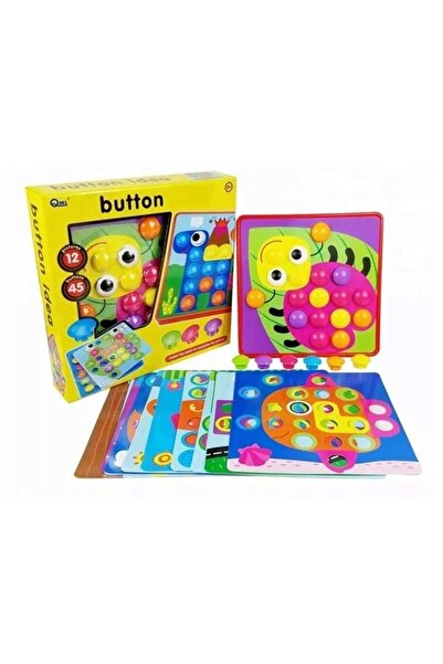 Picodino Joc Educational Puzzle Mozaic cu 18 Butoane Colorate si 12 Modele – Multicolor, 3+ ani