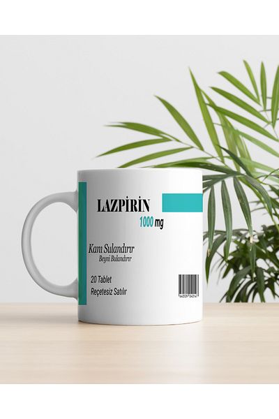 DİLAHOME Lazpirin Medicine Printed Mug - Funny Written Mug
