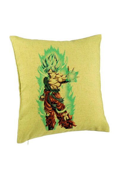 BEKZ Pernă decorativă cu Goku Vegeta Super Saiya Saiyan Dragon Ball, 40x40 cm, verde, husă detașabilă,