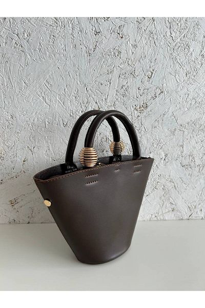 Daj Company Women's Gold Detailed Pouch Bucket Model Hand and Shoulder Bag