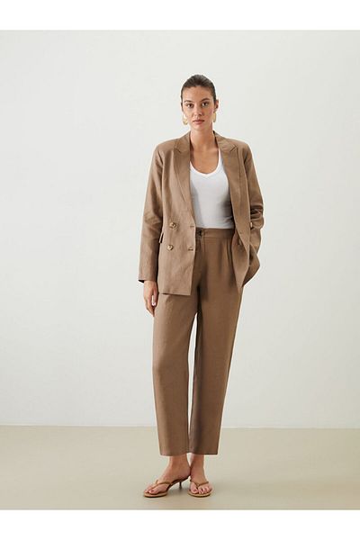 LC Waikiki New Season Elastic Waist Linen Women's Trousers - S5Kk37Z8