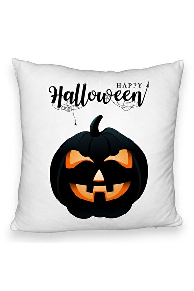 BEKZ Față de pernă pufoasă cu motiv de dovleac și text de Halloween, 40x40 cm...
