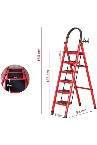 Generic Foldable Ladder 6 Steps, Folding Step Stool with Wide Anti-Slip Pedal, 500lbs Capacity Portable Stur