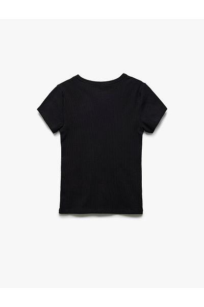 Koton Tricou de bază pentru femei, din bumbac, cu mânecă scurtă, cu decolteu, sezon nou