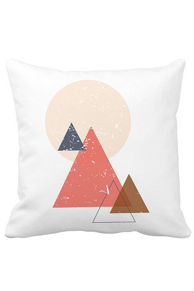 BEKZ Pernă decorativă cu 4 forme geometrice abstracte, multicoloră, 40x40 cm, albă, mată, husă detașabilă,