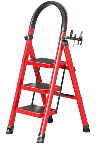 Generic Foldable Ladders,Step Ladder 3 Steps,Folding Step Stool with Wide Anti-Slip Pedal,for Kitchen, Home,
