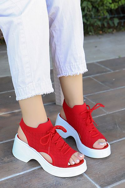 kajal ayakkabı Frm 602 Lace Detailed Knitwear Sandals