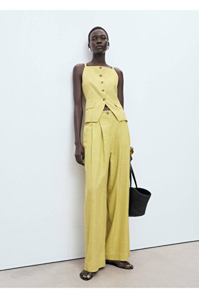 MANGO Woman Düğmeli çizgili bluz