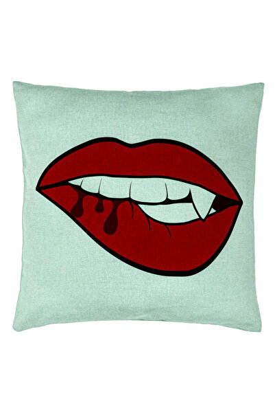 BEKZ Pernă decorativă, model cu buze feminine și dinți de vampir, 40x40 cm, v...