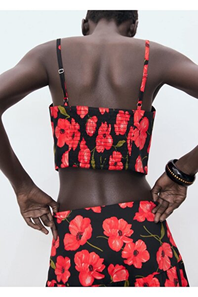 MANGO Woman Çiçekli cropped bluz