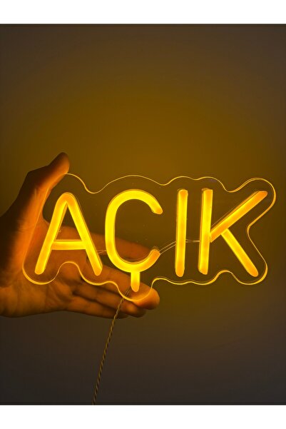 HM NEON LİGHT AÇIK yazılı tabela