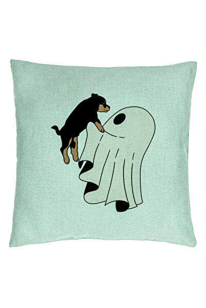 BEKZ Față de pernă cu motiv de Halloween cu fantome și câini, 40x40 cm, verde...