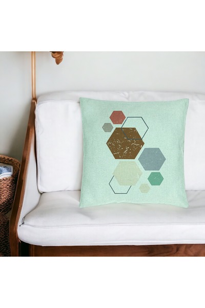 BEKZ Față de pernă, model cu forme geometrice 3, multicolor 40x40 cm, verde mentă, Burdu