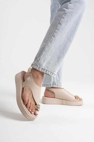 Silver Lady Finger Flip Flops, Over-The-Toe Gold Accessory Women's Sandals