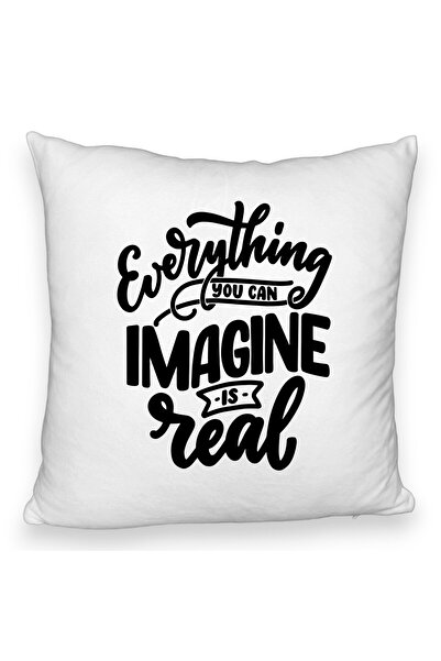BEKZ Pernă decorativă pufoasă, model Tot ce îți poți imagina este real, 40x40...