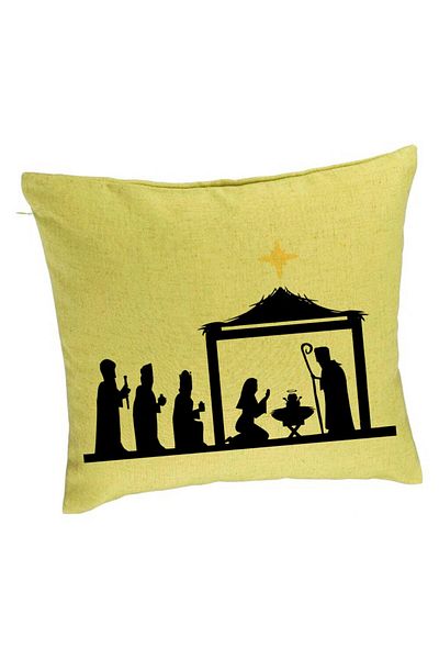 BEKZ Perna Decorativa cu tematica de Craciun, Sarbatoarea Nasterii 2, 40x40 cm, Verde, Husa Detasabila, B