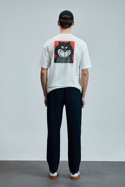 Lufian Tricou grafic modern Nımbus alb