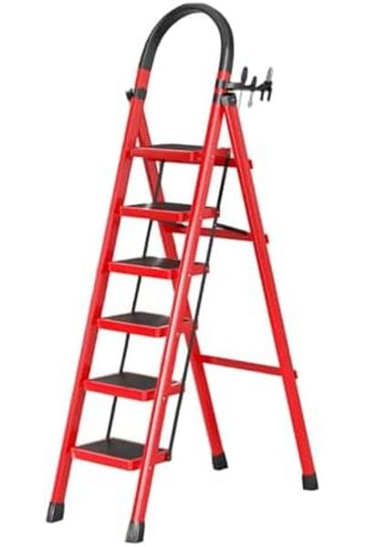 Generic Foldable Ladder 6 Steps, Folding Step Stool with Wide Anti-Slip Pedal, 500lbs Capacity Portable Stur