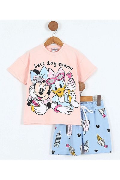 SANTRALBEBE Girl's Printed Shorts Suit